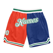 Load image into Gallery viewer, Custom Orange White-Royal Authentic Throwback Split Fashion Basketball Shorts
