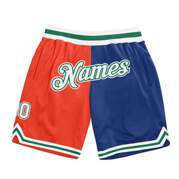 Custom Orange White-Royal Authentic Throwback Split Fashion Basketball Shorts