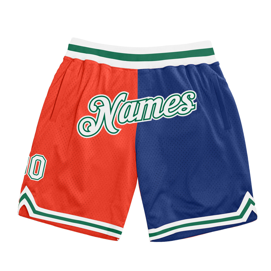 Custom Orange White-Royal Authentic Throwback Split Fashion Basketball Shorts