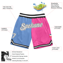 Laden Sie das Bild in den Galerie-Viewer, Custom Light Blue White-Pink Authentic Throwback Split Fashion Basketball Shorts
