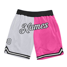 Load image into Gallery viewer, Custom Pink White-Black Authentic Throwback Split Fashion Basketball Shorts
