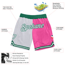 Load image into Gallery viewer, Custom Pink White-Kelly Green Authentic Throwback Split Fashion Basketball Shorts
