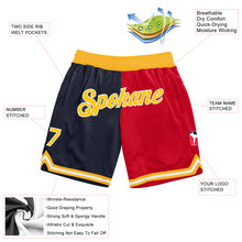 Charger l&#39;image dans la galerie, Custom Navy Gold-Red Authentic Throwback Split Fashion Basketball Shorts
