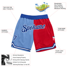 Charger l&#39;image dans la galerie, Custom Light Blue Royal-Red Authentic Throwback Split Fashion Basketball Shorts
