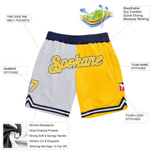 Charger l&#39;image dans la galerie, Custom White Gold-Navy Authentic Throwback Split Fashion Basketball Shorts
