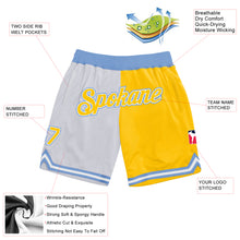 Charger l&#39;image dans la galerie, Custom White Gold-Light Blue Authentic Throwback Split Fashion Basketball Shorts
