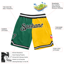 Laden Sie das Bild in den Galerie-Viewer, Custom Kelly Green Black-Gold Authentic Throwback Split Fashion Basketball Shorts
