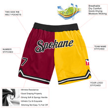 Load image into Gallery viewer, Custom Maroon Black-Gold Authentic Throwback Split Fashion Basketball Shorts
