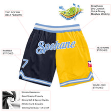 Laden Sie das Bild in den Galerie-Viewer, Custom Navy Light Blue-Gold Authentic Throwback Split Fashion Basketball Shorts
