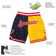 Load image into Gallery viewer, Custom Navy Red-Gold Authentic Throwback Split Fashion Basketball Shorts
