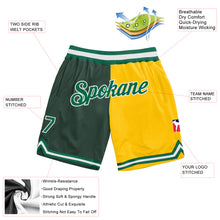 Load image into Gallery viewer, Custom Hunter Green Kelly Green-Gold Authentic Throwback Split Fashion Basketball Shorts
