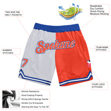 Charger l&#39;image dans la galerie, Custom White Orange-Royal Authentic Throwback Split Fashion Basketball Shorts
