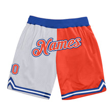 Charger l&#39;image dans la galerie, Custom White Orange-Royal Authentic Throwback Split Fashion Basketball Shorts
