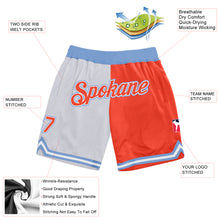 Charger l&#39;image dans la galerie, Custom White Orange-Light Blue Authentic Throwback Split Fashion Basketball Shorts
