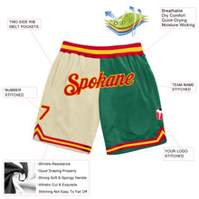 Load image into Gallery viewer, Custom Cream Red-Kelly Green Authentic Throwback Split Fashion Basketball Shorts
