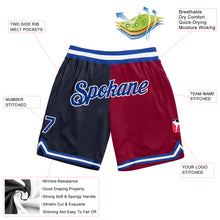 Laden Sie das Bild in den Galerie-Viewer, Custom Navy Royal-Maroon Authentic Throwback Split Fashion Basketball Shorts
