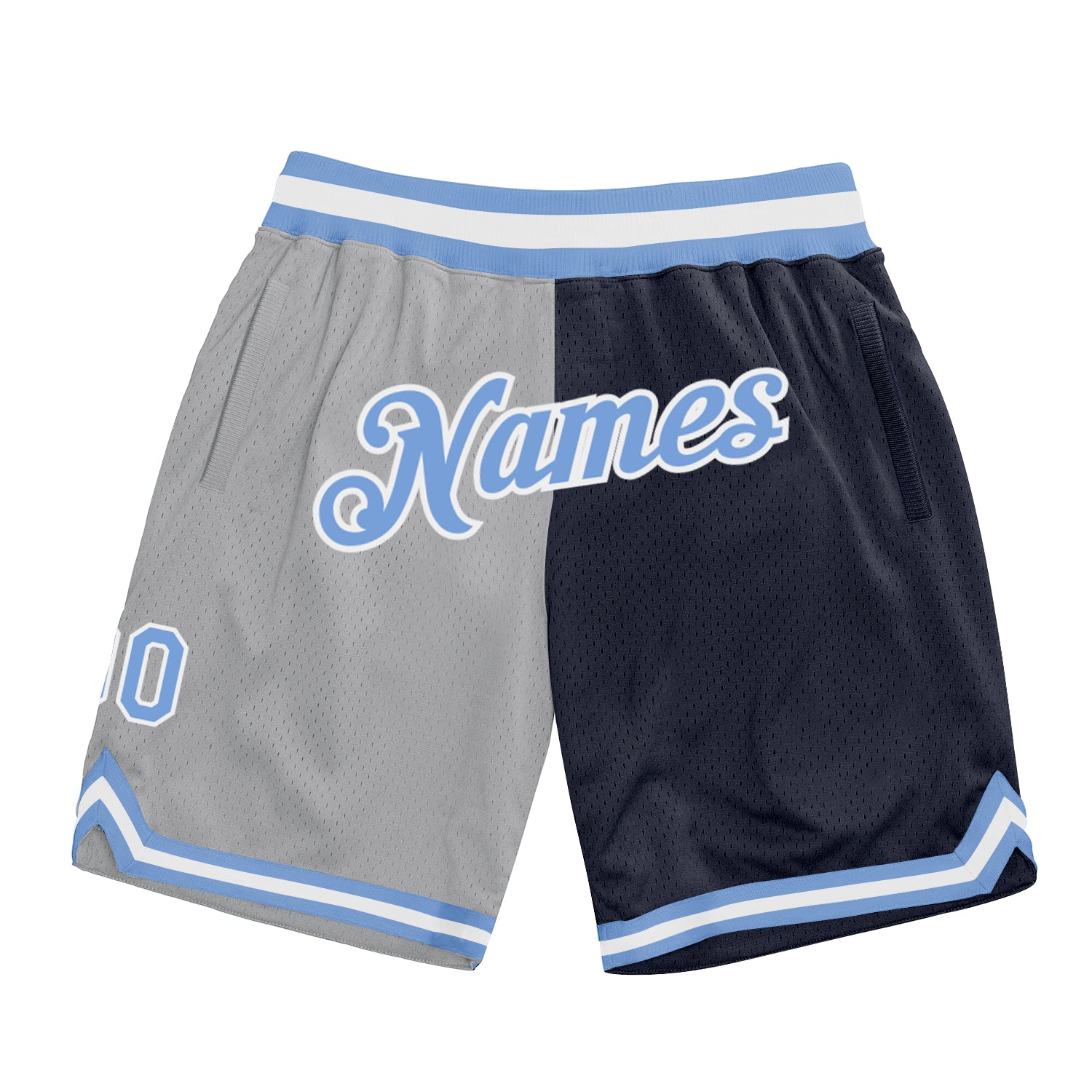 Cheap Custom Gray Light Blue-White Authentic Throwback Basketball