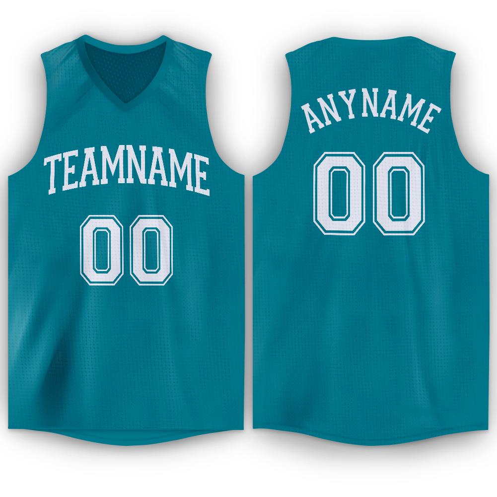 Custom Teal White V-Neck Basketball Jersey – CustomJerseysPro