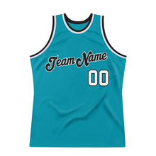 Laden Sie das Bild in den Galerie-Viewer, Custom Teal White-Black Authentic Throwback Basketball Jersey
