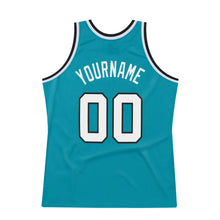 Laden Sie das Bild in den Galerie-Viewer, Custom Teal White-Black Authentic Throwback Basketball Jersey
