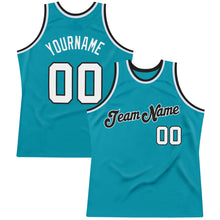 Laden Sie das Bild in den Galerie-Viewer, Custom Teal White-Black Authentic Throwback Basketball Jersey
