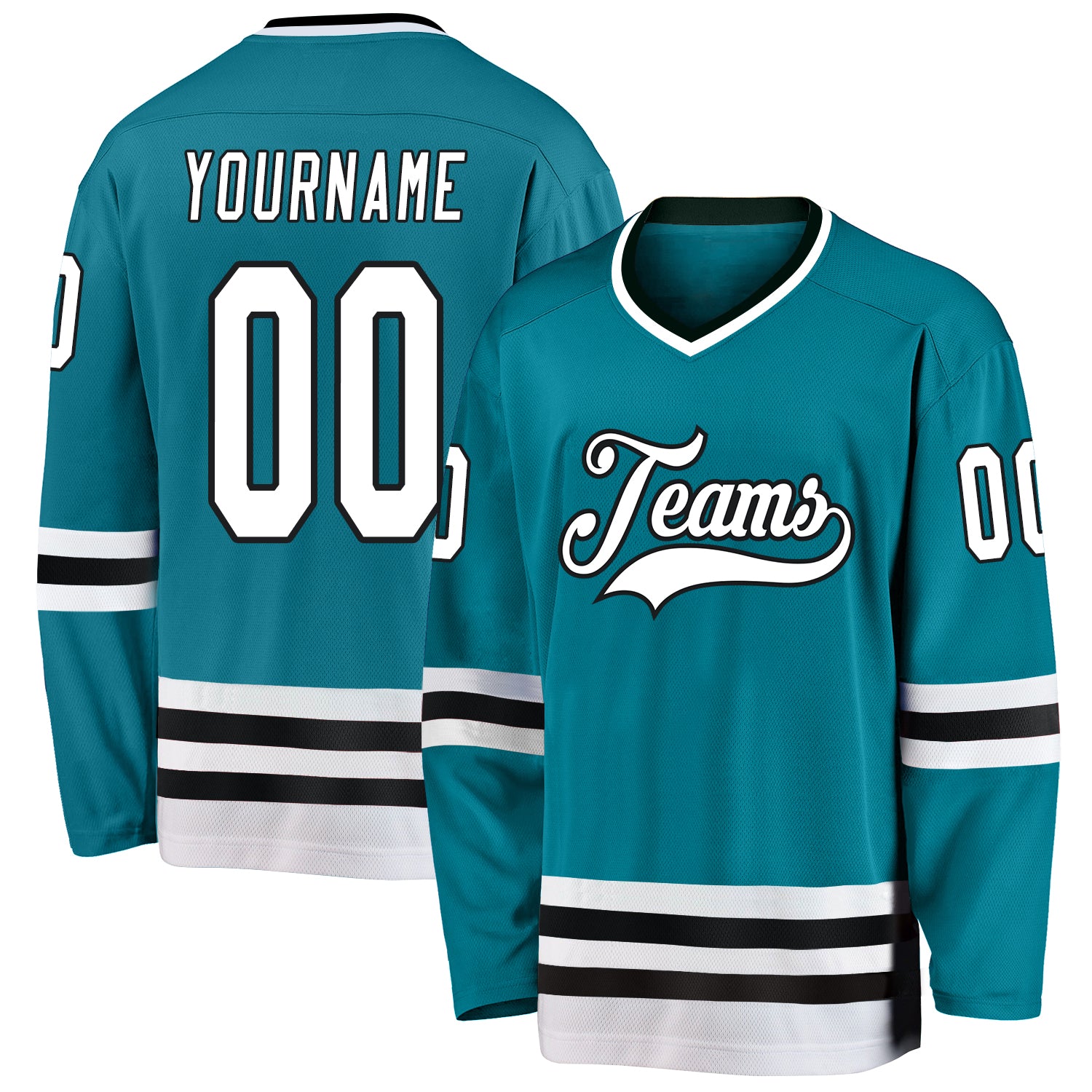 Cheap Custom Black Teal-White Hockey Jersey Free Shipping – CustomJerseysPro