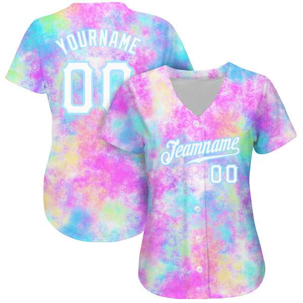 Cheap Custom Tie Dye Light Blue-White 3D Authentic Baseball Jersey Free  Shipping – CustomJerseysPro