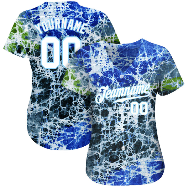 Cheap Custom Tie Dye Light Blue-White 3D Authentic Baseball Jersey Free  Shipping – CustomJerseysPro