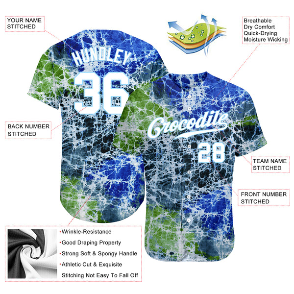 Cheap Custom Tie Dye Light Blue-White 3D Authentic Baseball Jersey Free  Shipping – CustomJerseysPro