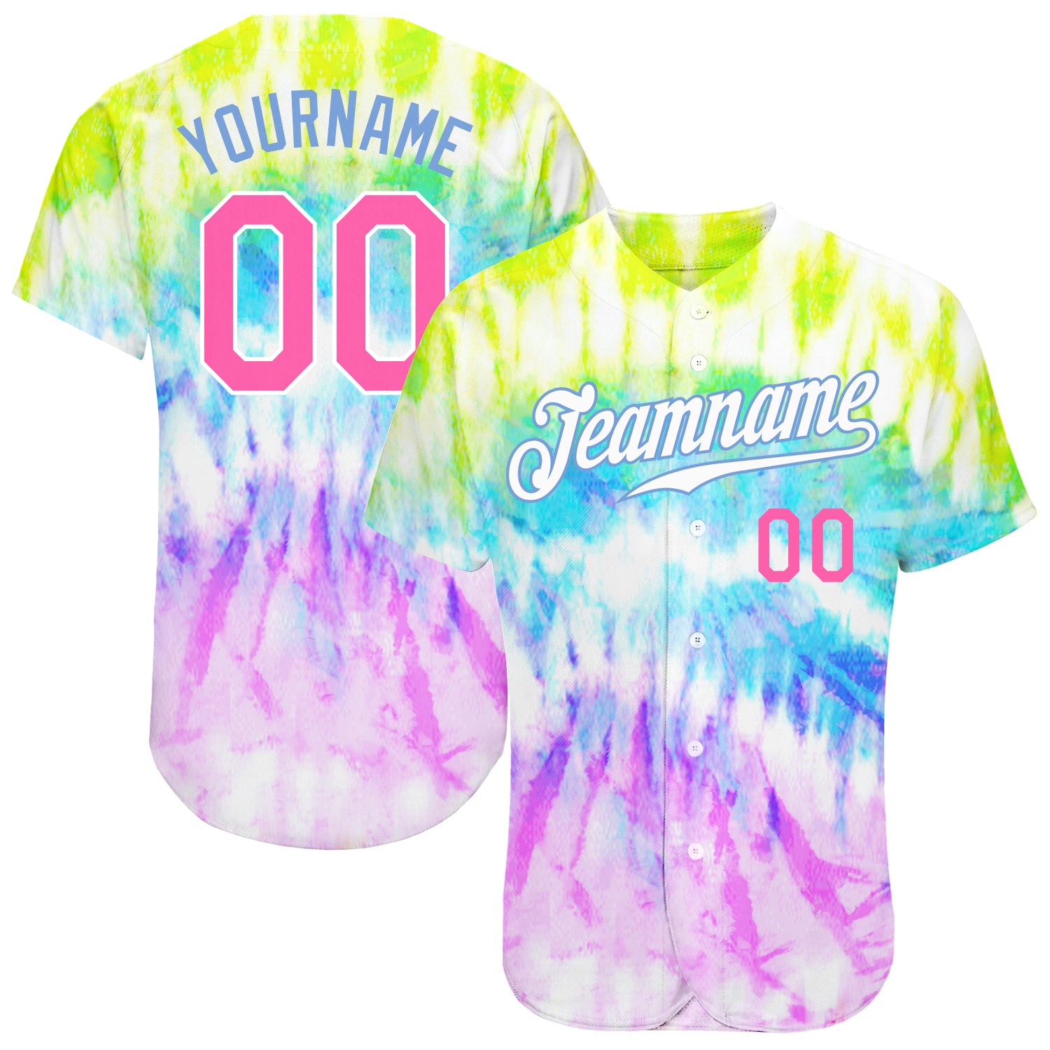 Custom Name Colorful Tie Dye Light Blue Custom Name Baseball Jerseys Shirt  - Freedomdesign