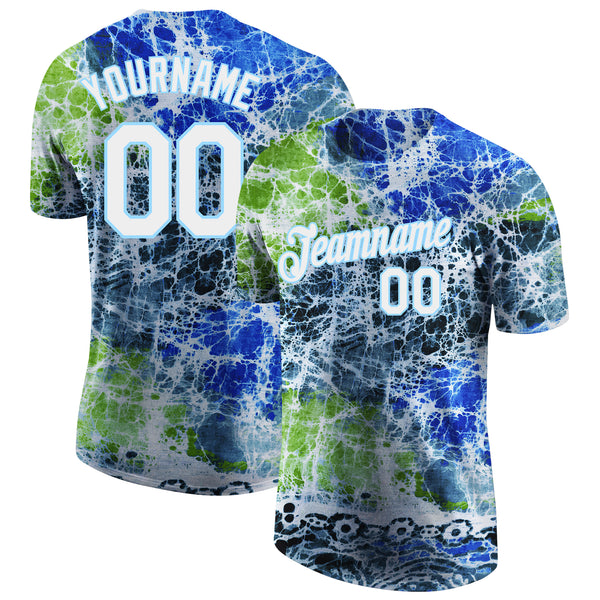 Cheap Custom Tie Dye White-Light Blue 3D Performance T-Shirt Free Shipping  – CustomJerseysPro