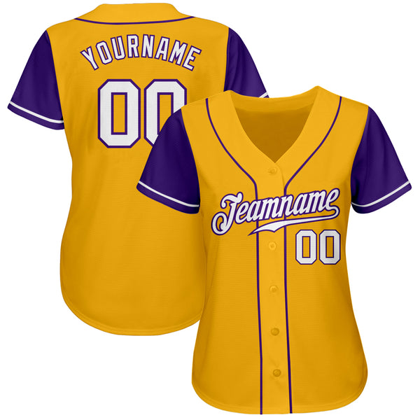 Cheap Custom Gold White-Purple Authentic Fade Fashion Baseball Jersey Free  Shipping – CustomJerseysPro