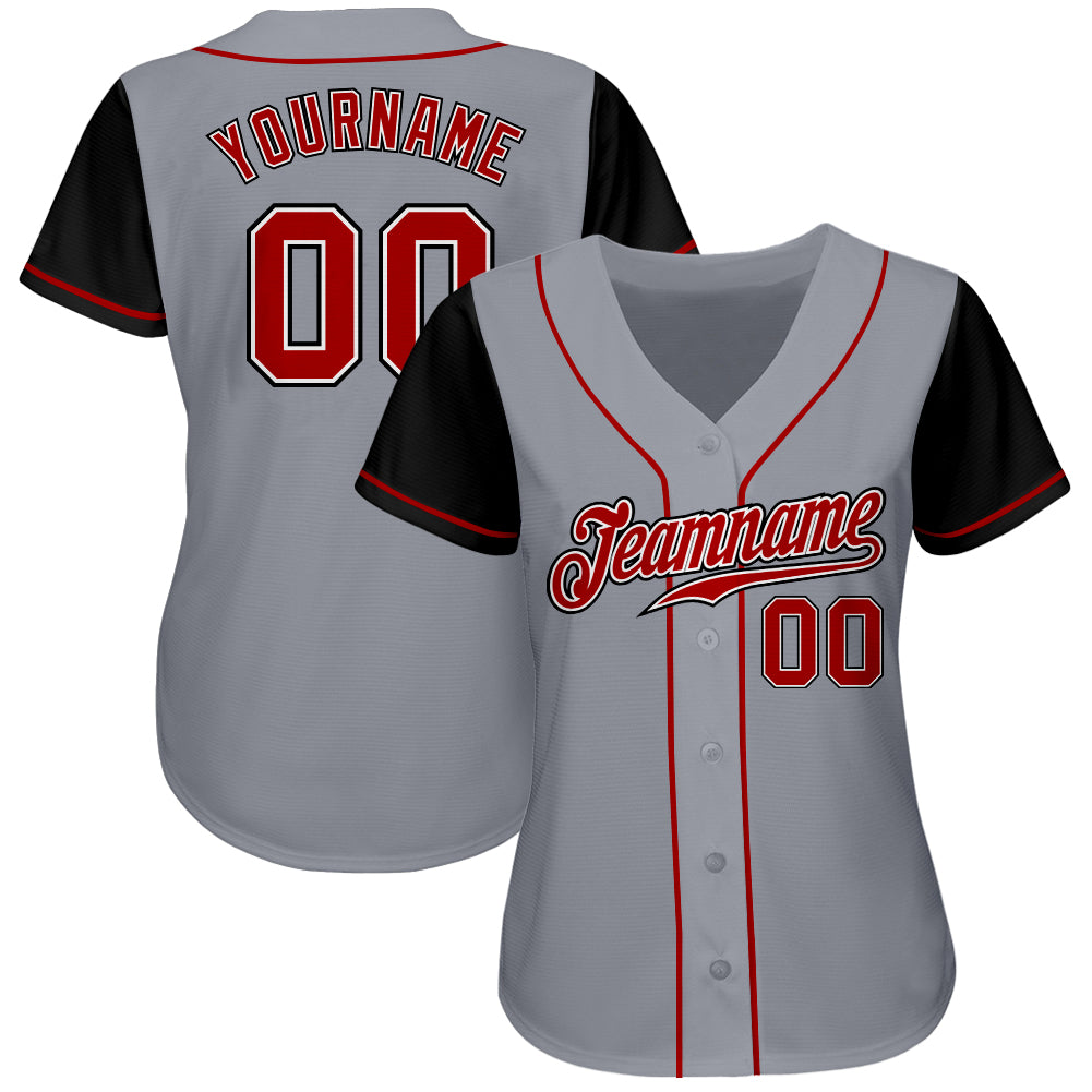 Cheap Custom Gray Red-Black Authentic Two Tone Baseball Jersey Free ...