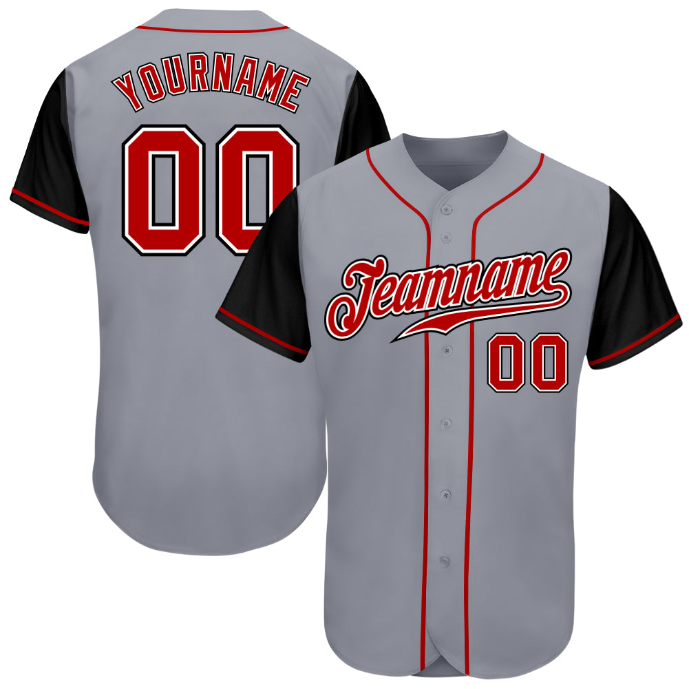 Cheap Custom Gray Red-Black Authentic Two Tone Baseball Jersey Free ...