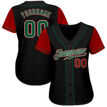 Charger l&#39;image dans la galerie, Custom Black Kelly Green-Red Authentic Two Tone Baseball Jersey
