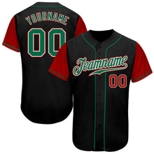 Charger l&#39;image dans la galerie, Custom Black Kelly Green-Red Authentic Two Tone Baseball Jersey
