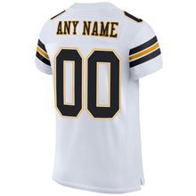 Load image into Gallery viewer, Custom White Black-Gold Mesh Authentic Football Jersey
