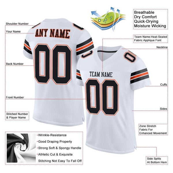 Custom Black Black-Orange Mesh Authentic Football Jersey Discount