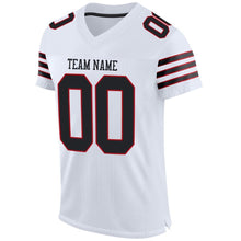 Load image into Gallery viewer, Custom White Black-Red Mesh Authentic Football Jersey
