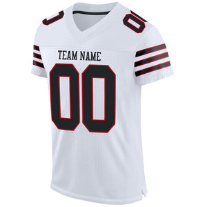 Custom White Black-Red Mesh Authentic Football Jersey