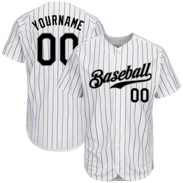 Custom Black Gray Pinstripe White-Gray Authentic Baseball Jersey