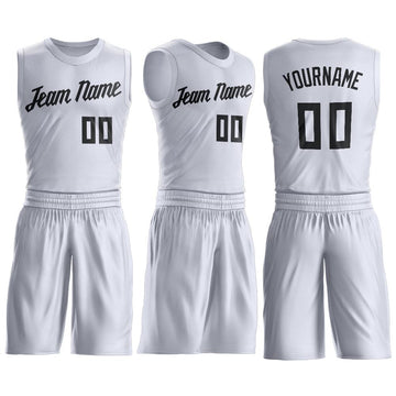 Custom White Black Round Neck Suit Basketball Jersey