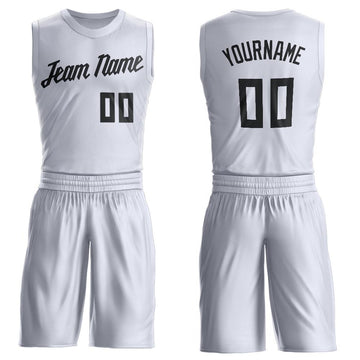 Custom White Black Round Neck Suit Basketball Jersey