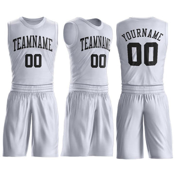 Custom White Black Round Neck Suit Basketball Jersey