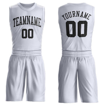 Custom White Black Round Neck Suit Basketball Jersey