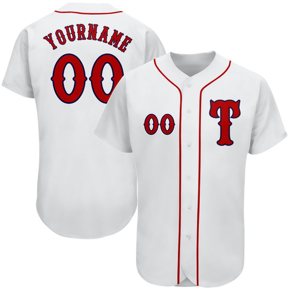 Custom White Navy-Red Authentic Classic Baseball Jersey – ZhongXingHuiTian