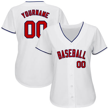 Custom White Red-Navy Authentic Baseball Jersey