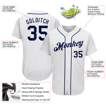 Load image into Gallery viewer, Custom White Navy Authentic Baseball Jersey
