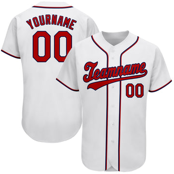 Custom White Red-Navy Authentic Baseball Jersey