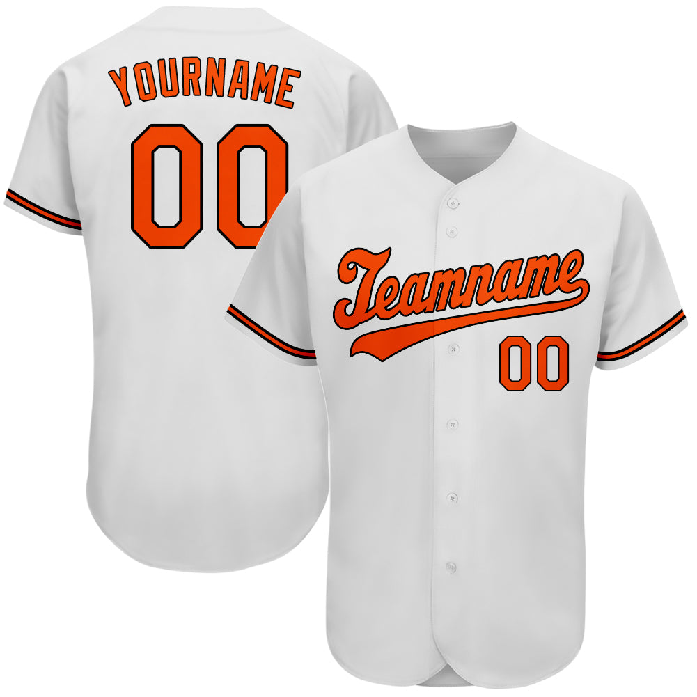 Custom Orange Black-White Baseball Jersey